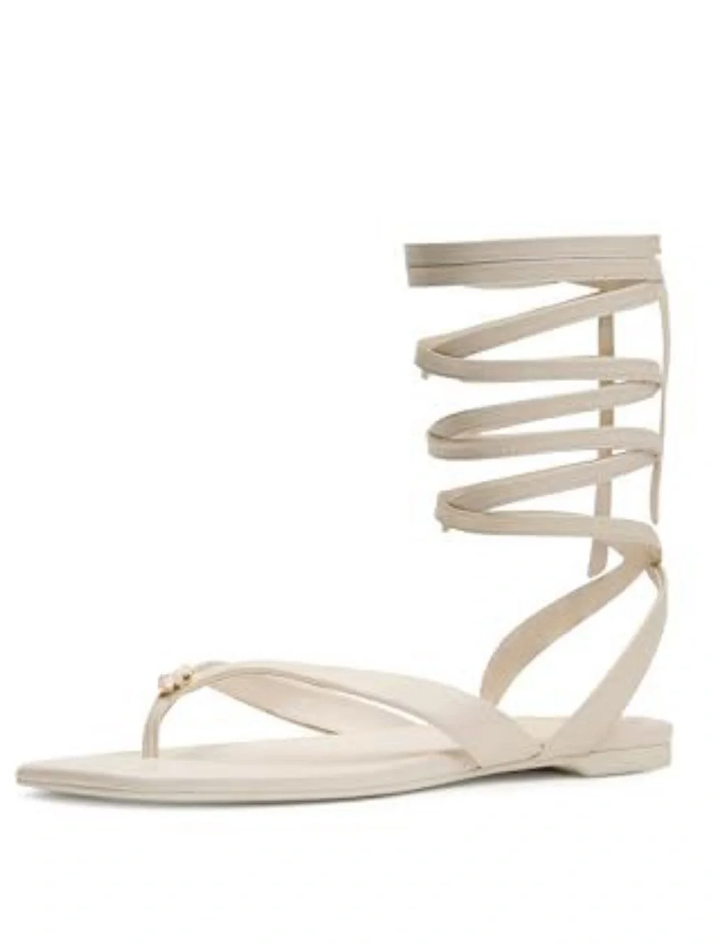 kate spade 8.5 Spade Flower Neutral Wrap Around Gladiator Thong Sandal Cream
